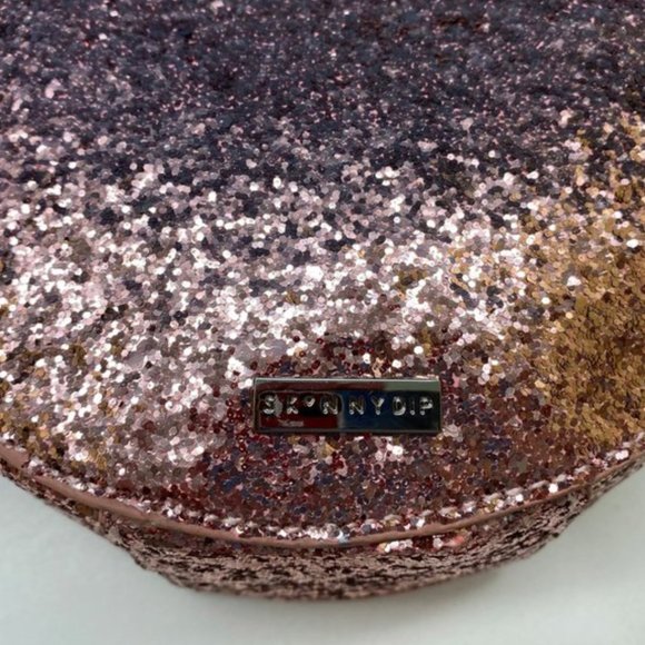 SKINNY DIP WOMEN'S ROUND CIRCLE PINK GLITTER PURSE HAND BAG - Picture 8 of 8
